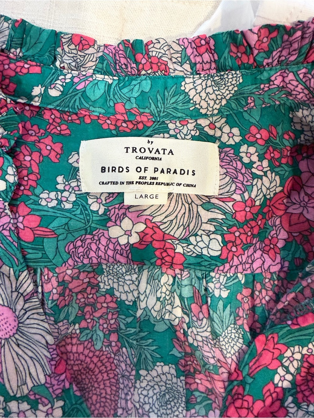 Floral V-Neck Short Dress in Pink and Green - Picture 3 of 5